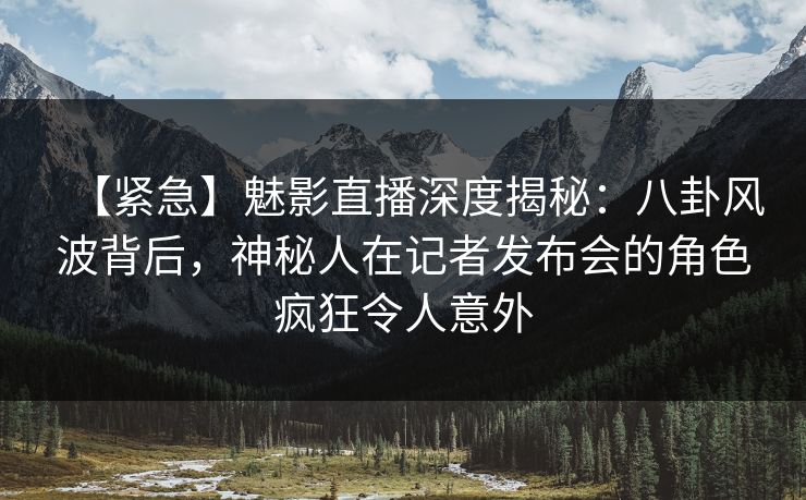 【紧急】魅影直播深度揭秘：八卦风波背后，神秘人在记者发布会的角色疯狂令人意外
