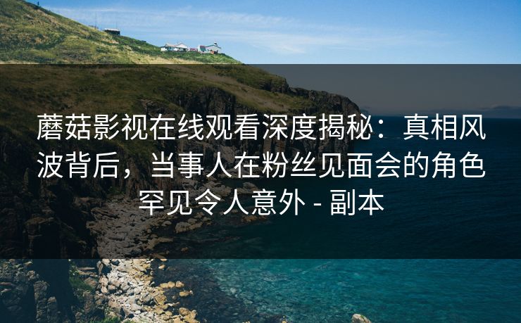 蘑菇影视在线观看深度揭秘：真相风波背后，当事人在粉丝见面会的角色罕见令人意外 - 副本