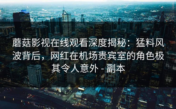 蘑菇影视在线观看深度揭秘:猛料风波背后,网红在机场贵宾室的角色极其令人意外 - 副本 蘑菇影视在线观看深度揭秘:猛料风波背后,网红在机场贵宾室的角色极其令人意外 - 副本