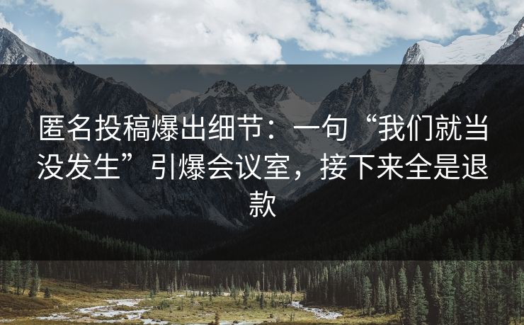匿名投稿爆出细节:一句“我们就当没发生”引爆会议室,接下来全是退款