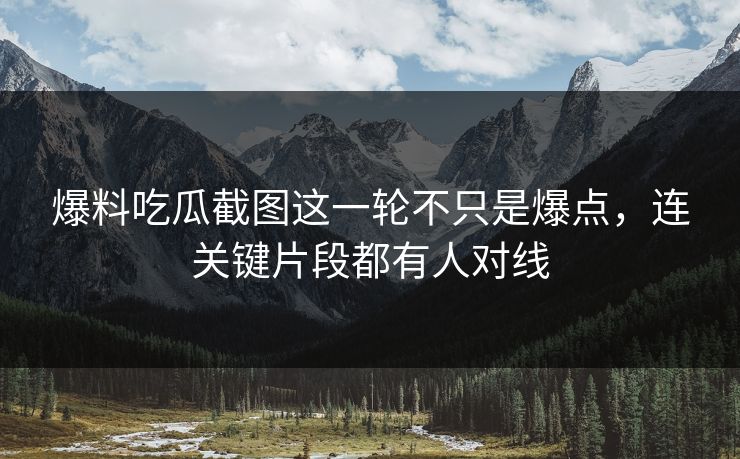 爆料吃瓜截图这一轮不只是爆点，连关键片段都有人对线